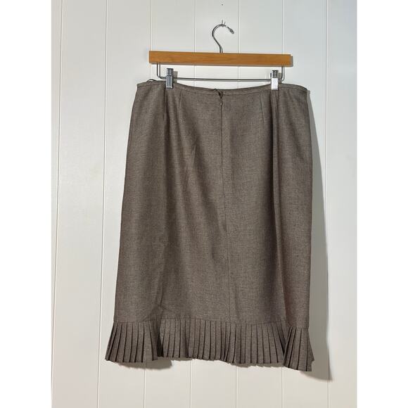 Le Suit Essentials Brown Tweed Pleated Midi Skirt Size 14 Career Workwear - Picture 3 of 7